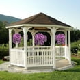 thumbnail image 3 of Artificial Flowers in Hanging Basket for Outdoors Indoors Decor, Artificial Mums Bush Flowers Plants with Baskets for Home Porch Garden Yard Patio Spring Summer Decoration (Deep Purple), 3 of 5