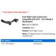 thumbnail image 2 of Front Right Lower Control Arm - Compatible with 2010 - 2013 Mazda 3 Mazdaspeed 2011 2012, 2 of 2