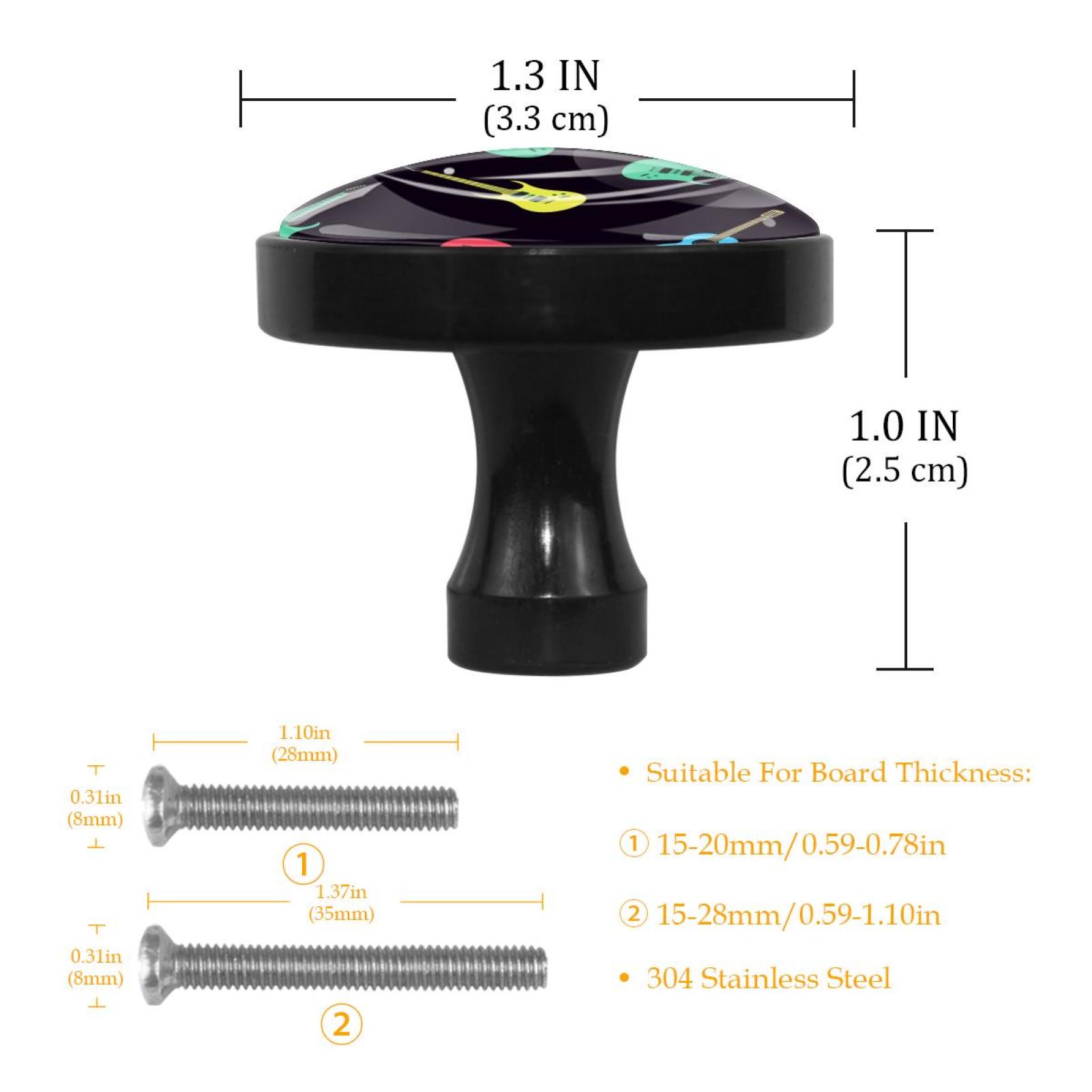 4 Pcs Acoustic Guitars Music Knobs for Kitchen Cabinet Cupboard Dresser Bookcase Drawer Pulls Handles Round Home Decor