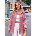 thumbnail image 4 of Womens Casual Collared Blouse Loose Fit Long Sleeve Button Down Seersucker Shirt Tops Pink L, 4 of 9