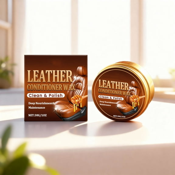 Lanolin Leather Cleaner and Conditioner, Deep Nourishing Cream for Car Seats Sofas Bags, Restores Shine and Prevents Cracking, Non-Greasy Formula