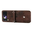 thumbnail image 5 of Allytech Wallet Case for Samsung Galaxy Z Flip 4, PU Leater Flower Embossed Shoulder Strap Hand Wrist Stand Shockproof Flip Cover for Samsung Galaxy Z Flip 4 - Brown, 5 of 8
