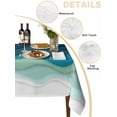 thumbnail image 2 of Teal Ocean Table Cloth, Coastal Sea Moire Waves Abstract Ombre Art Waterproof Tablecloth for Rectangle Tables, Reusable Washable Fabric Table Cover for Restaurant Kitchen Dining Tables 54"x108", 2 of 6