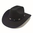 thumbnail image 2 of Sombrero De Vaquero Occidental Sombrero De Vaquera Sombrero De Fieltro De Ala Ancha Clásico Para Hombres Y Mujeres Sombrero De Fieltro De Ala Plana Con Hebilla Para Fiesta Festival Musical, 2 of 4
