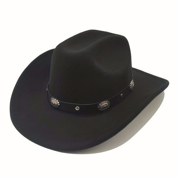 Sombrero De Vaquero Occidental Sombrero De Vaquera Sombrero De Fieltro De Ala Ancha Clásico Para Hombres Y Mujeres Sombrero De Fieltro De Ala Plana Con Hebilla Para Fiesta Festival Musical