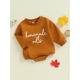 thumbnail image 3 of Suealasg Newborn Baby Boys Girls Thanksgiving Clothes Sweatshirt Romper 3 6 12 18 Months Infant Long Sleeve Letter Embroidery Fall Bodysuit, 3 of 8