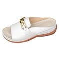 thumbnail image 5 of Rokment Classic Mules Orthopedic Dress Walking Sandals for Women 2026 Summer Fashion Casual Leather Open Toe Platform Wedge Low Heel Backless Slippers White Size 7, 5 of 6