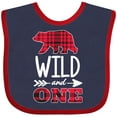 thumbnail image 3 of Inktastic Plaid Bear Wild and 1 with Arrow Boys or Girls Baby Bib, 3 of 4