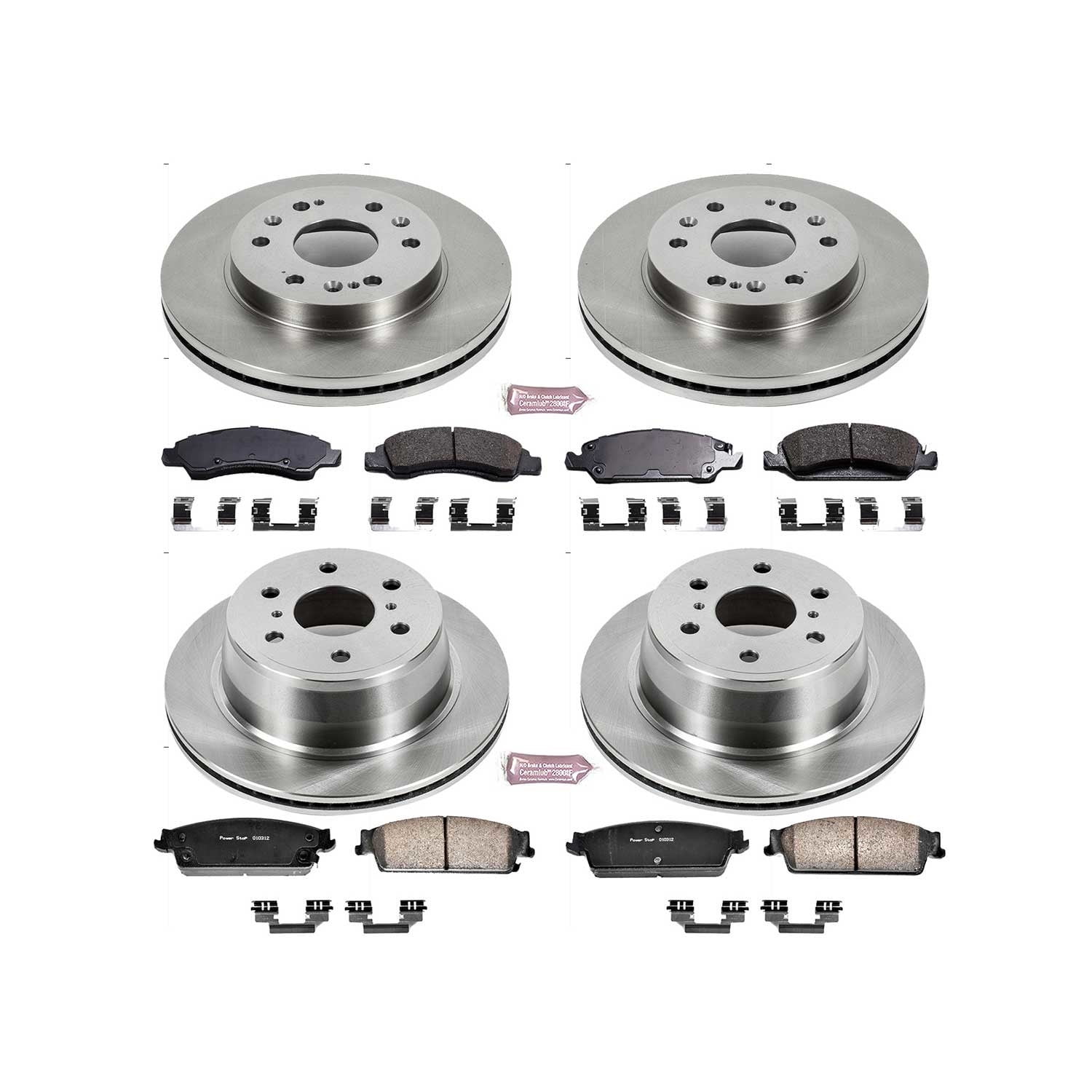 Power Stop Front and Rear Stock Replacement Brake Pad and Rotor Kit KOE2070