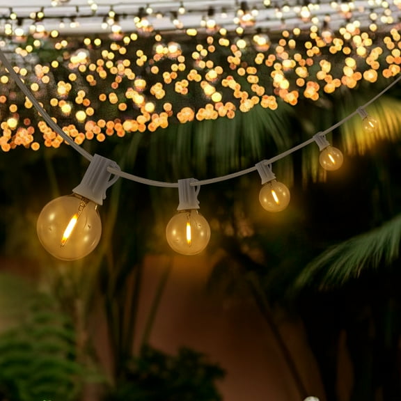JONATHAN Y 25-Light Indoor/Outdoor 25 ft. Contemporary Rustic LED G40 Bistro Globe Bulb String Lights, White