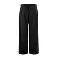 thumbnail image 4 of Women's Fuzzy Lounge Pants Comfy Warm Fleece Pajama Long Pants Drawstring Elastic Waist Wide Leg Bottoms Black 3XL, 4 of 7