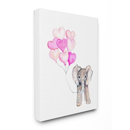 The Kids Room by Stupell Baby Elephant with Pink Heart Balloons Stretched Canvas Wall Art 16 x 1.5 x 20