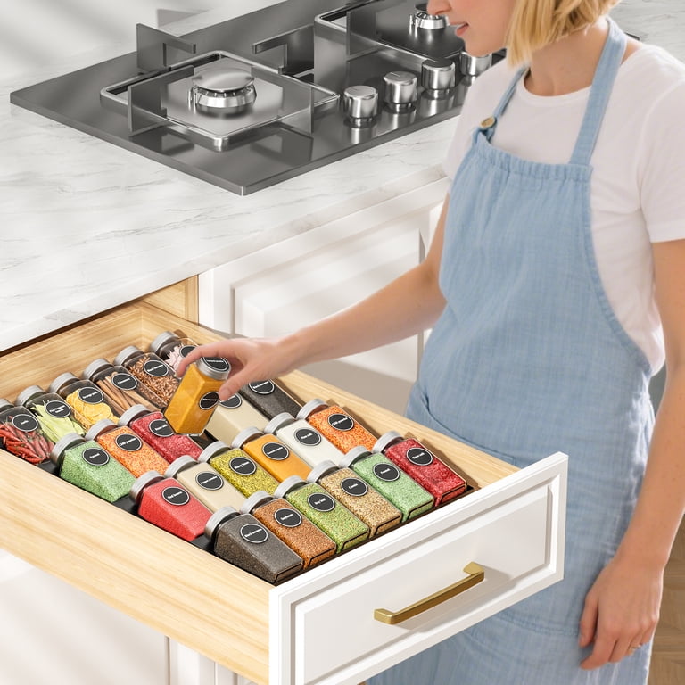 TXErfolg Spice Rack for Drawers Spice Drawer Insert Black with Sticker TXErfolg Spice Rack for Drawers Spice Drawer Insert Black with Sticker