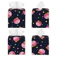 thumbnail image 2 of Lsque Cartoon Donut Planets Printed Tissue Box Cover Holder, Facial Paper Organizer Dispenser,Square with Bottom Belt, PVC Leather Decorative Organizer, 2 of 8