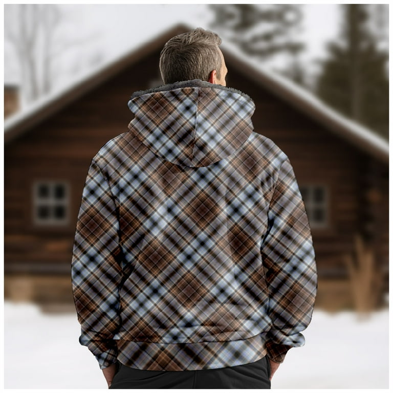 Fashion men's plaid outlet windproof hooded jacket