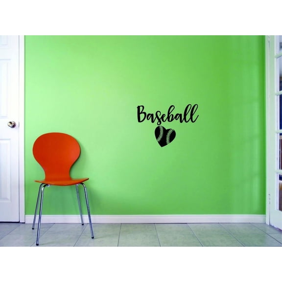 Custom Decals Baseball Wall Art Size: 10 X 20 Inches Color: Black
