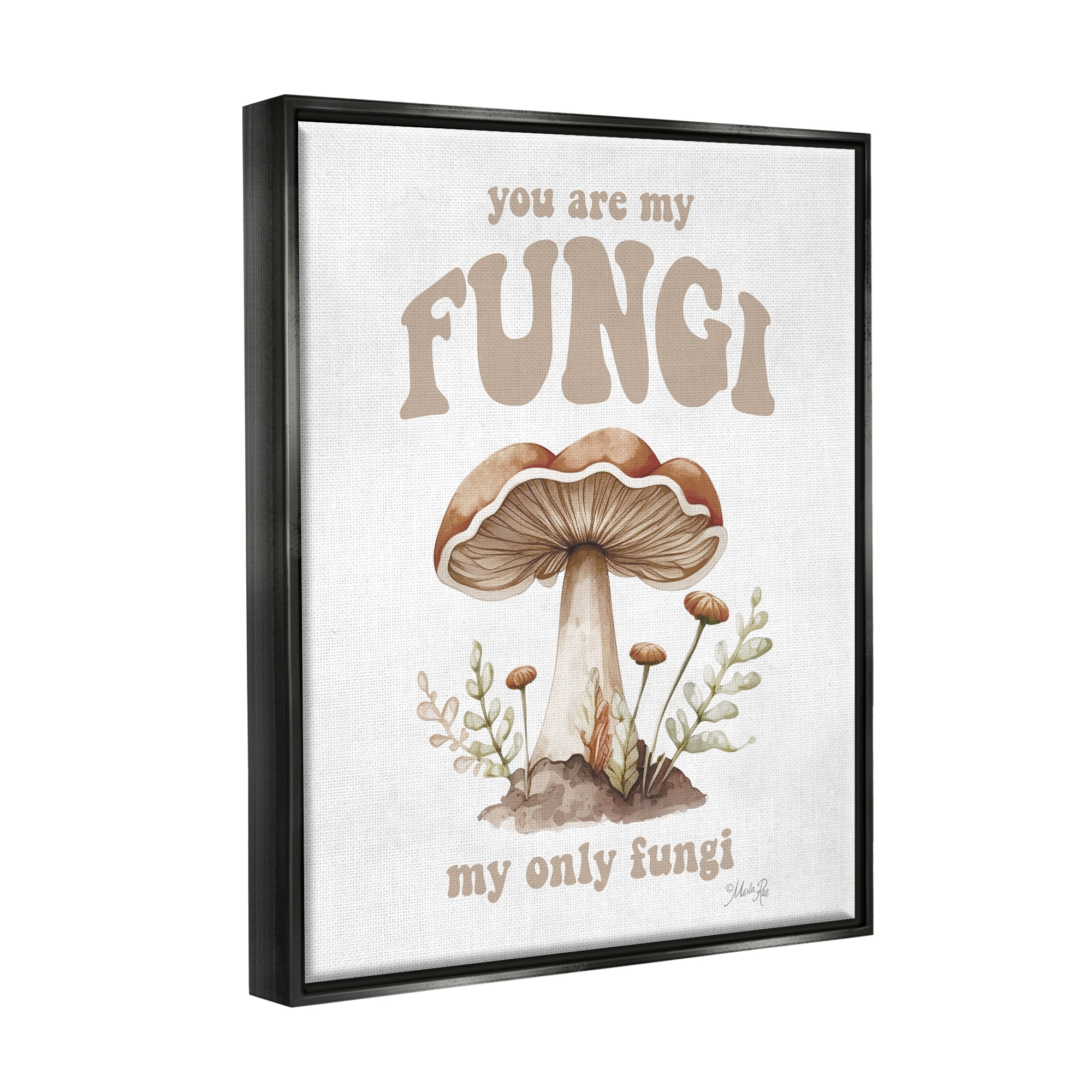 Stupell Industries You Are My Fungi Phrase Botanical & Floral Painting Black Floater Framed Art Print Wall Art, 17 x 21