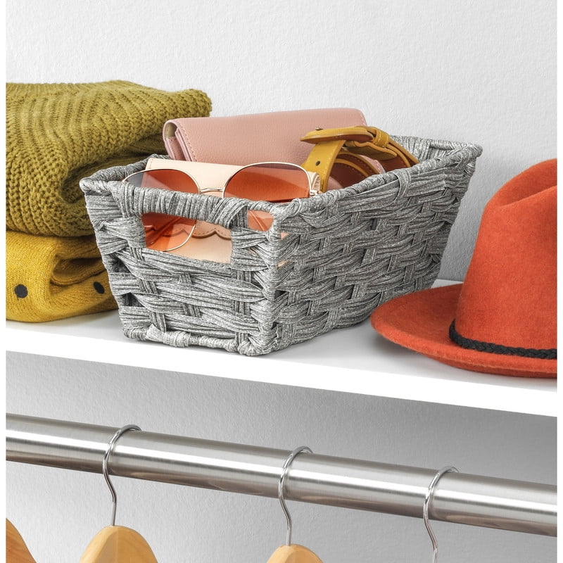 Whitmor Small Rattique Shelf Tote in Gray Wash, 6 Pack