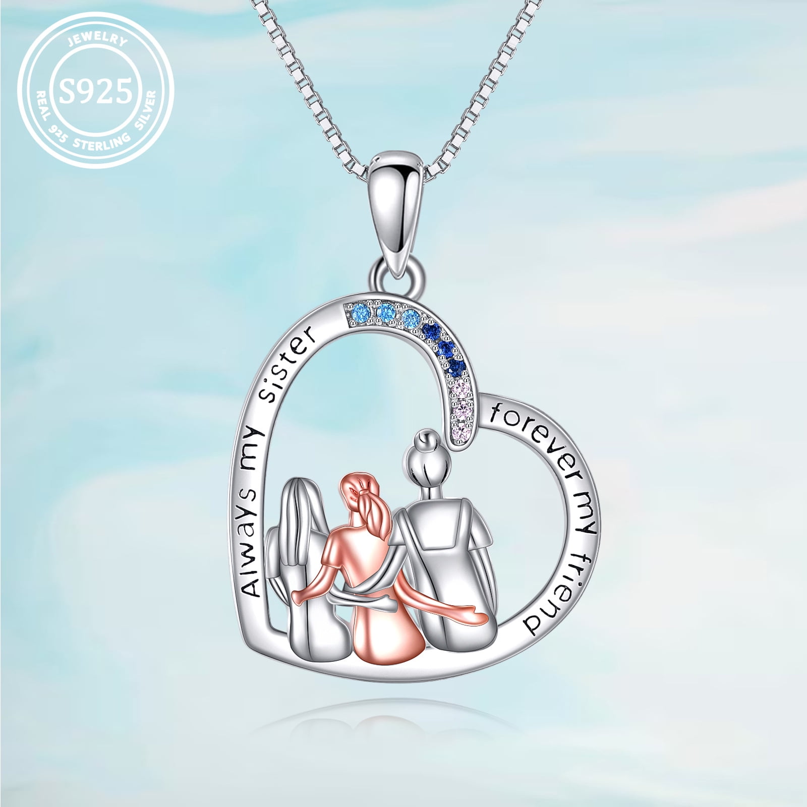3 Sister Necklaces 925 Sterling Silver 3 Sisters Jewelry for Women Birthday Christmas Gifts from Sister