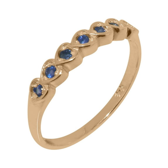 LBG British Made 10k Rose Gold Natural Sapphire Womens Promise Ring - 33 size options - Size 4.5
