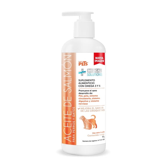 Aceite De Salmón Omega 3 Y 6 Para Perros Y Gatos 1Litro
