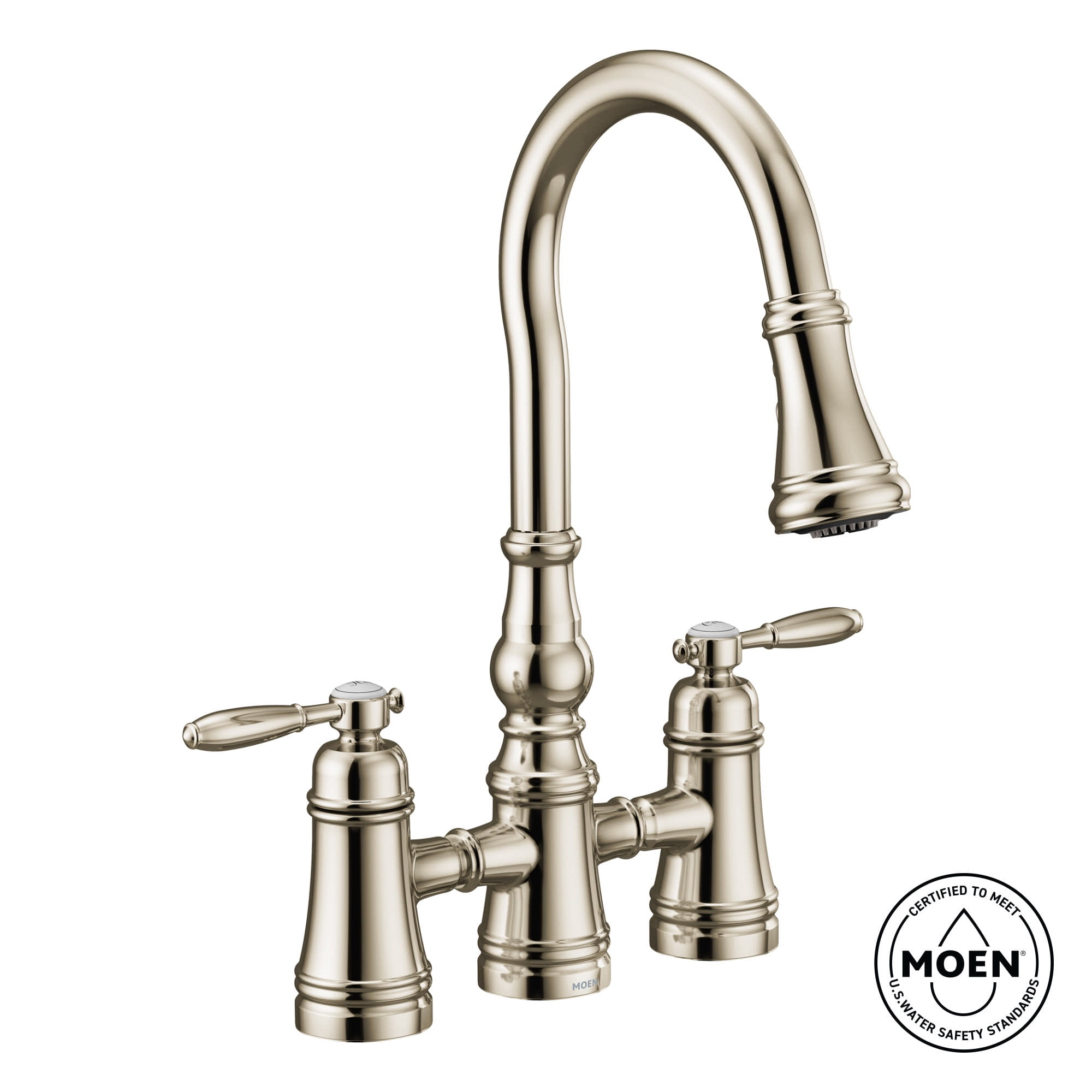 Moen S73204 Weymouth 1.5 GPM Bridge Pull Down Kitchen Faucet - Bronze