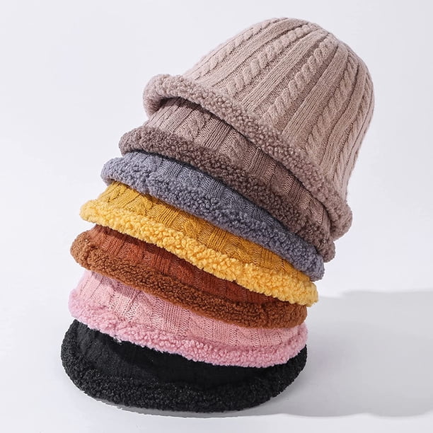 CoCopeaunts Thick Knitting Bucket Hat Hemp Flower Twist Reversible