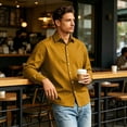 thumbnail image 7 of GrmtClth Mens Shirts Wrinkle Free Solid Long Sleeve Button Down Collared Regular Fit Stretch Business Daily Casual Dress Tops Earthy Yellow L, 7 of 7