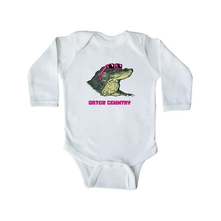 

Inktastic Gator Country Sunny Gator in Pink Sunglasses Gift Baby Boy or Baby Girl Long Sleeve Bodysuit