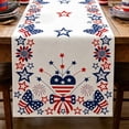 thumbnail image 4 of erdimoy 4th of July Patriotic Table Runner, 72×13 Inch 5 Styles Red White Blue Star Gnome Butterfly Linen Table Runner for Independence Day Memorial Day Dining, 4 of 6