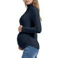 thumbnail image 4 of Qulqfy Maternity Long Sleeve Tops for Women Fleece Blue Turtleneck Shirts Thermal Plus Size Shirts for Women, 4 of 9