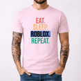 thumbnail image 1 of T-shirt Unisexe à Manches Courtes Tee Manger Dormir Roblox Répéter pour Hommes et Femmes, 1 of 4