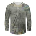 thumbnail image 3 of T-Shirts Male Patchwork Color Crew Neck Button Up Large Size Digital Printed Long Sleeve Men Shirts Grey XXL, 3 of 3