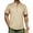 Khaki, variant on Aobny T-Shirt Button Up Cotton Linen Solid Mens Tshirt Henley Short Sleeve Vintage T Shirts,Black,L
