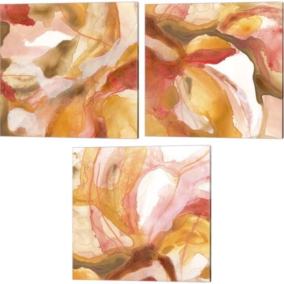 Great Art Now Sunset Marble by June Erica Vess 3 Piece Canvas Art Set Each 14"W x 14"H
