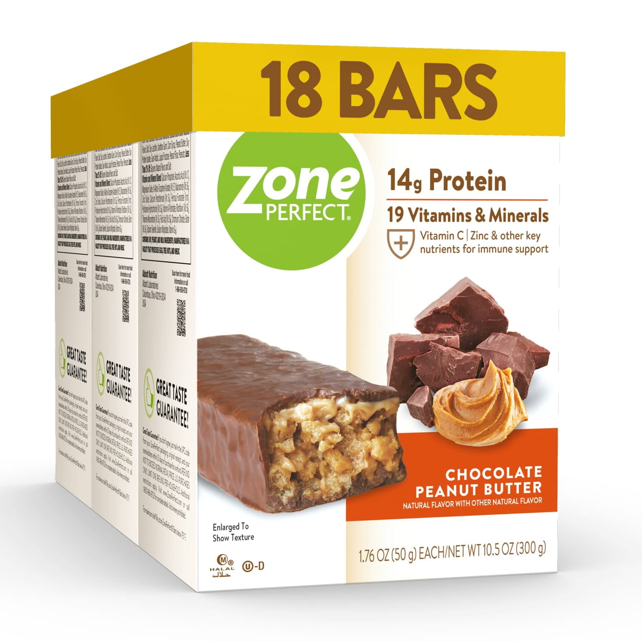 ZonePerfect Protein Bars, Snack For Breakfast or Lunch, Chocolate Peanut Butter, 18 Count