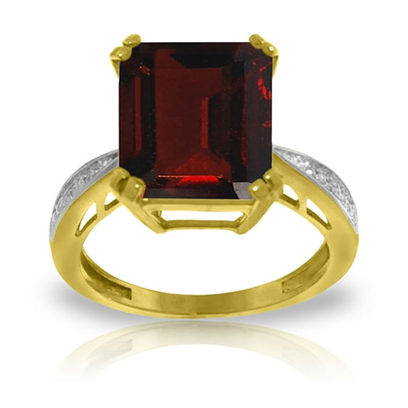 Galaxy Gold 7.50 CT Octagon Garnet Ring with Diamond Accents in 14k Yellow Gold