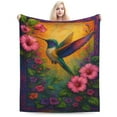 thumbnail image 6 of Hummingbird Floral Blanket Gifts for Women Kids Girls Mom Wife Birthday Mother's Day Presents Home Bedroom Pink Flowers Bird Decor Soft Cozy Lightweight Plush Throw Blanket 50x40, 6 of 6