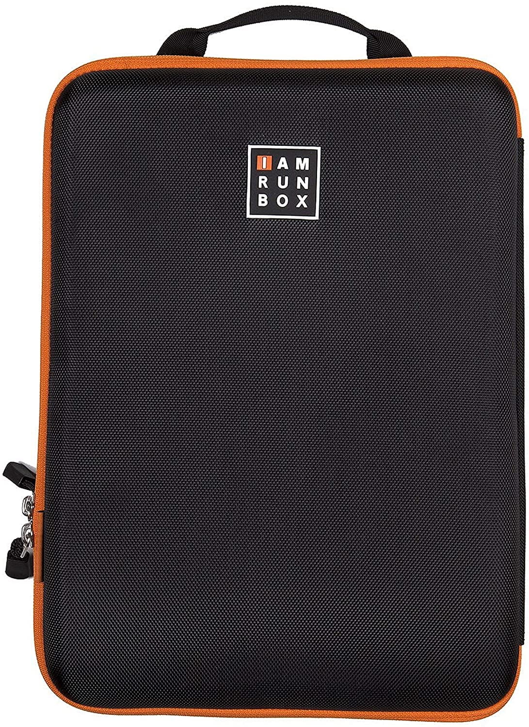 IAMRUNBOX Backpack Lite, Water Resistant, Fits Laptop for Commuting, Lightweight for Running/Cycling, Black with Orange Trim