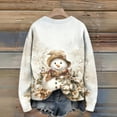 thumbnail image 3 of Women's Funny Christmas Sweater Round Neck Christmas Snowman Print Knitted Top for Winter Holiday and Casual Wear,White,XL, 3 of 3