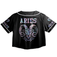 thumbnail image 3 of Lotusprinthandmade Personalized Aries Zodiac Crop Top Baseball Jersey XS-XL Multicolor, aries crop top baseball jersey shirt, birthday shirt, aries shirt, 3 of 5