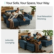 Linsy Home Oversized Modular Cloud Sectional Sofa with 2 Ottomans, 4 Seat Couches and Sofas Sectional with Versatile Console, Blue