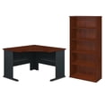 thumbnail image 1 of Bush Business Furniture Series 2 Piece Corner Desk and Shelf Bookcase Set in Hansen Cherry, 1 of 12