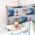 thumbnail image 4 of Pofeuu Beacon In The Huge Waves Of The Surf Print Polyester Microfiber Plush Pillowcases, Super Soft and Cozy Pillow Case Covers with Envelop Closure（Pillow core not included）-16"x24", 4 of 6