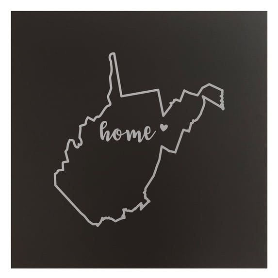 West Virginia Home State Map 12x12" Black Metal Wall Art Office Decor Gift Engraved WV