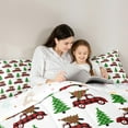 thumbnail image 4 of jejeloiu Chi Christmas Tree Bedding Comforter Set 7 Pieces,Plaid Truck Full Bedding Set,Green Red Fitted Sheet Flat Sheet For Girls Boys,Ultra Soft Home Decor Reversible, 4 of 8