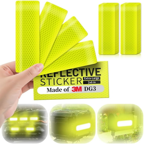 Artrylin 20Pcs Reflective Stickers Made of 3M ,Super Reflection, Safety Reflective Tape for Car Trailer Truck Bike Motorcycle, Fluorescent Yellow-Green Outdoor Waterproof 3.15 X 1.18 in -Green
