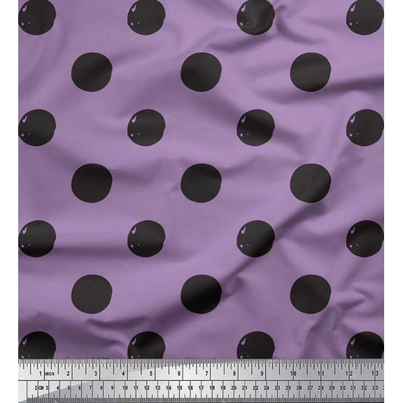 Soimoi Purple Cotton Duck Fabric Circle Geometric Print Fabric by the Yard 42 Inch Wide