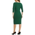 thumbnail image 3 of Allegra K Notch V Neck Dress for Women 3/4 Sleeve Work Office Business Midi Dresses, 3 of 4