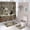 Cute Ghost & Black Cat, variant on Vintage Parchment Map Shower Curtain 4-Piece Bathroom Set with Non-Slip Bath Mat U Shape Rug Toilet Lid Cover, Waterproof Polyester Old Paper Castle Sketch Fantasy Bathroom Decor